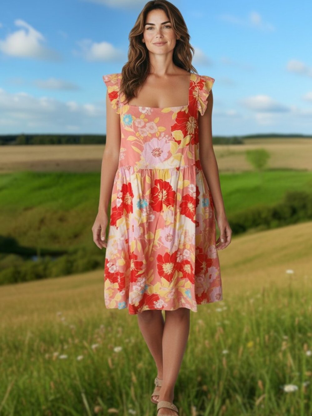 🌺 Emily Wonder Floral Babydoll Dress Size Large NWT 🌺